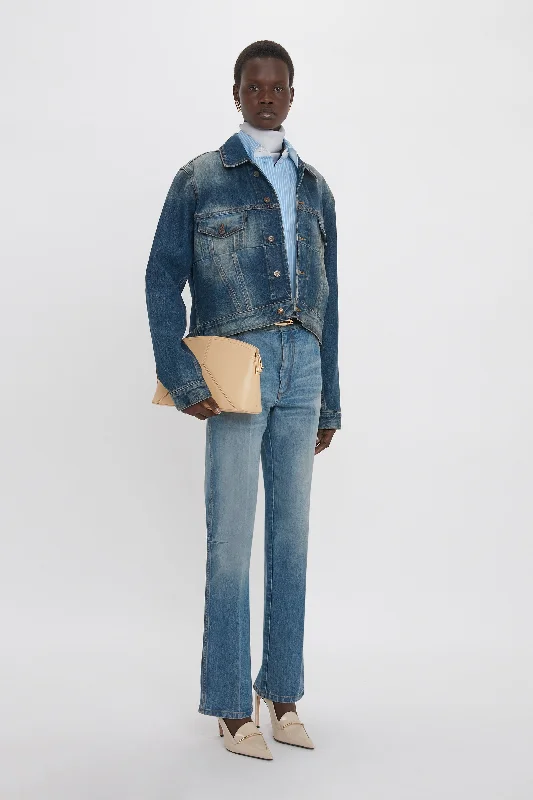 Cropped Denim Jacket In Heavy Vintage Indigo Wash