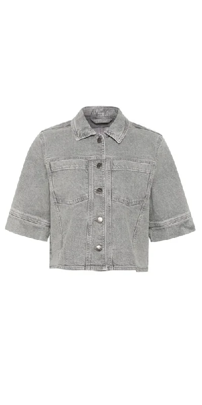 Culture Short Sleeve Denim Jacket, grey