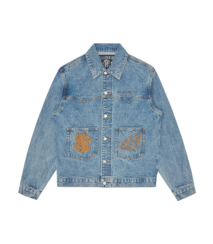 DIAMONDS & DOLLARS SELVEDGE DENIM JACKET - HEAVY WASH BLUE