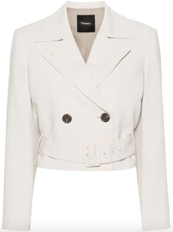 double-breasted cropped trench coat