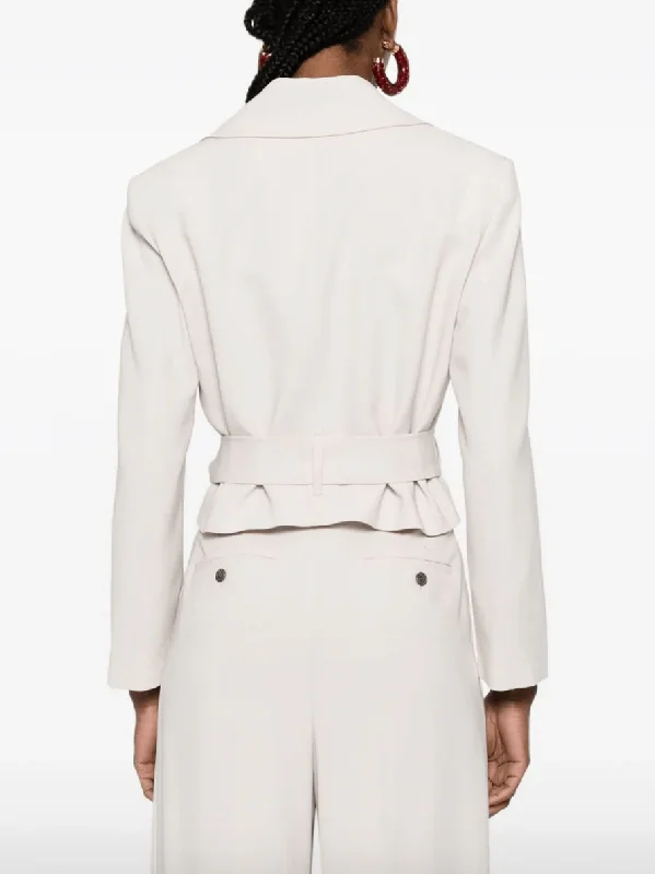 double-breasted cropped trench coat