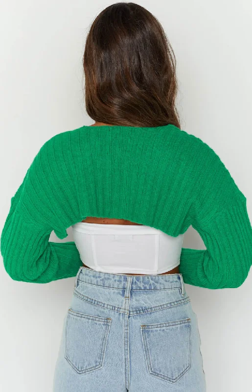 Elsa Green Rib Knit Bolero