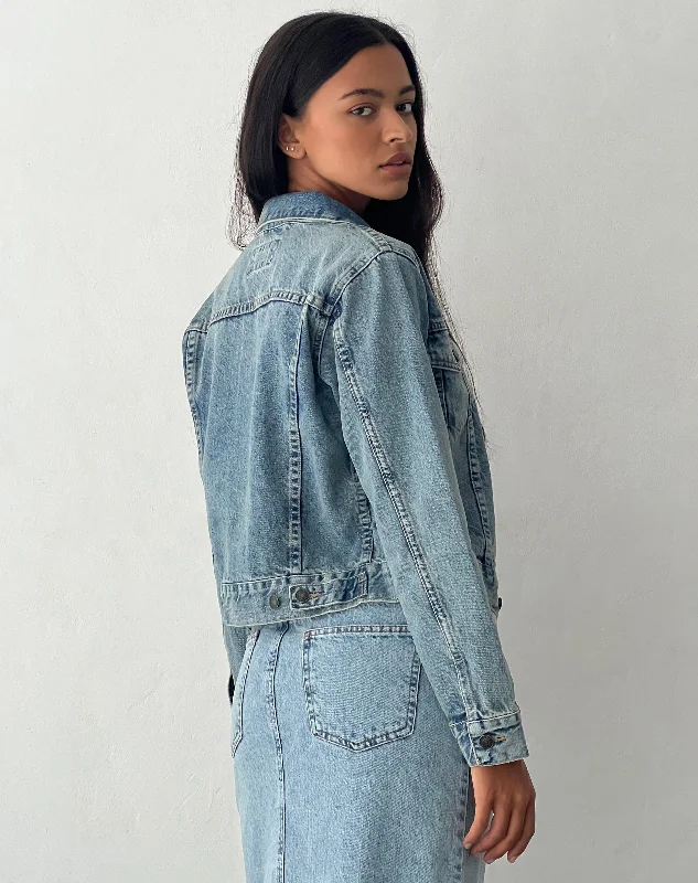 Fitted Denim Jacket in Blue Wash