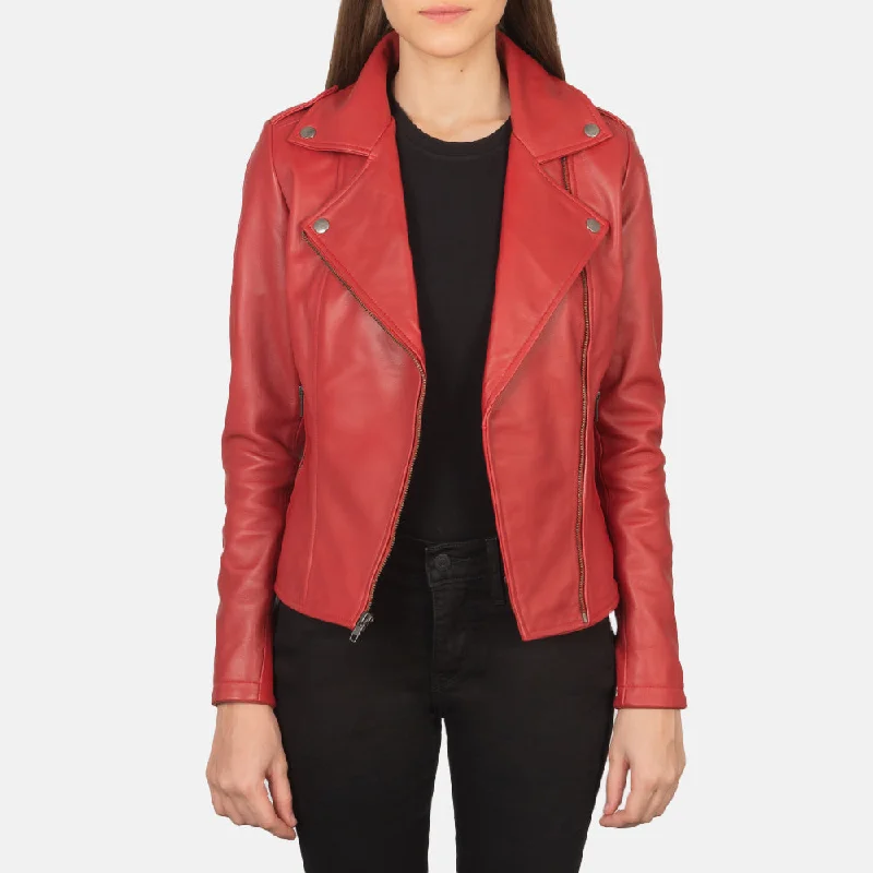 Flashback Red Leather Biker Jacket