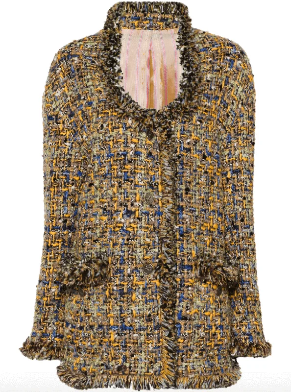 fringed bouclé jacket