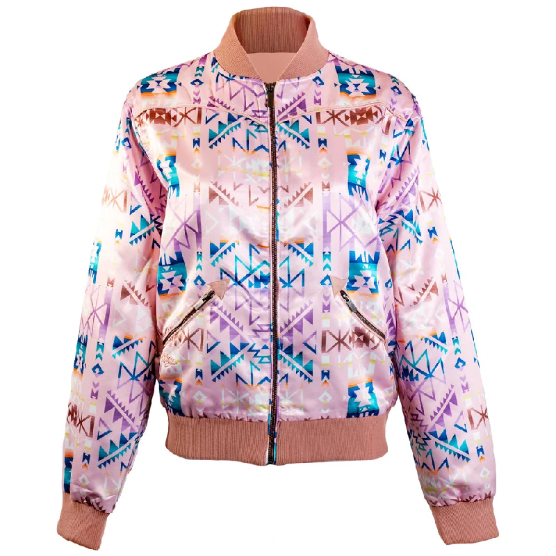 ""Hooey Ladies Bomber Jacket"" Pink/Aztec