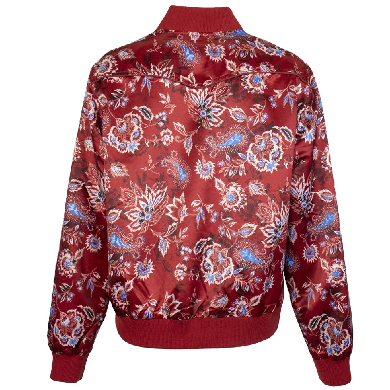 ""Hooey Ladies Bomber Jacket"" Red w/Floral