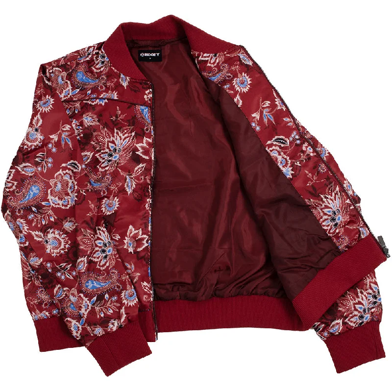 ""Hooey Ladies Bomber Jacket"" Red w/Floral