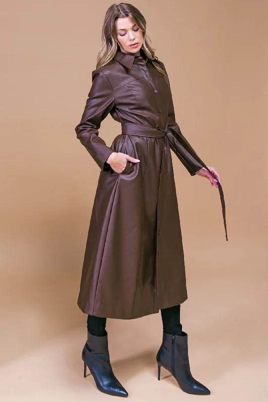 WHAT A WONDERFUL DAY LEATHER MIDI COAT