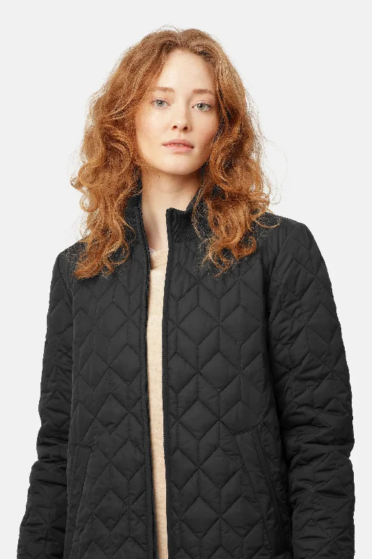 Ilse Jacobsen Black Long Quilt Jacket - 001 - ART06