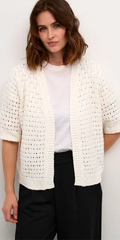 Kaffe Open Knit Cardy, white