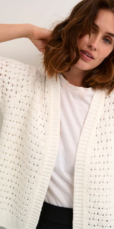 Kaffe Open Knit Cardy, white