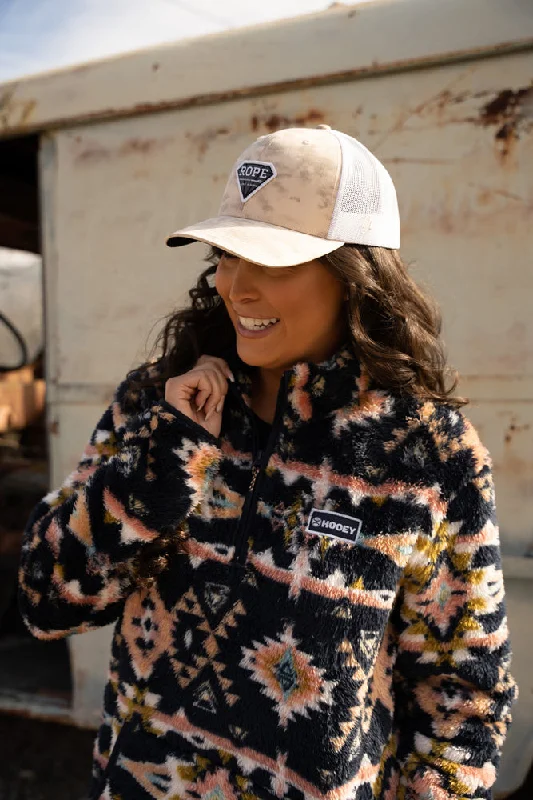 ""Ladies Fleece Pullover"" Navy/Aztec