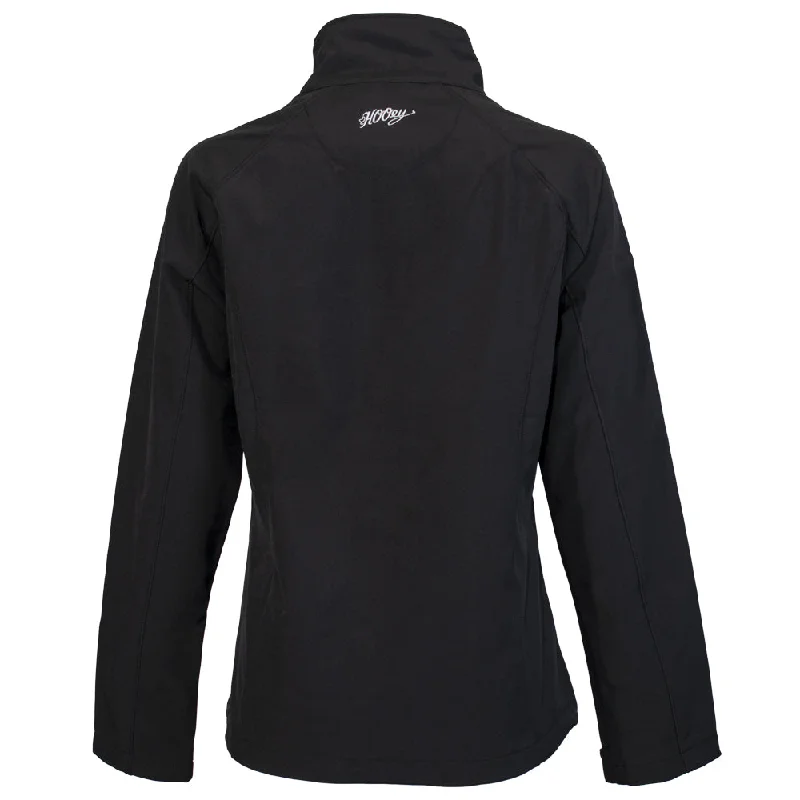 ""Ladies Softshell Jacket"" Black w/Multi Color Pattern Lining