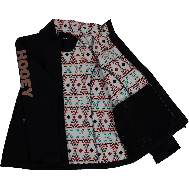 ""Ladies Softshell Jacket"" Black w/Multi Color Pattern Lining