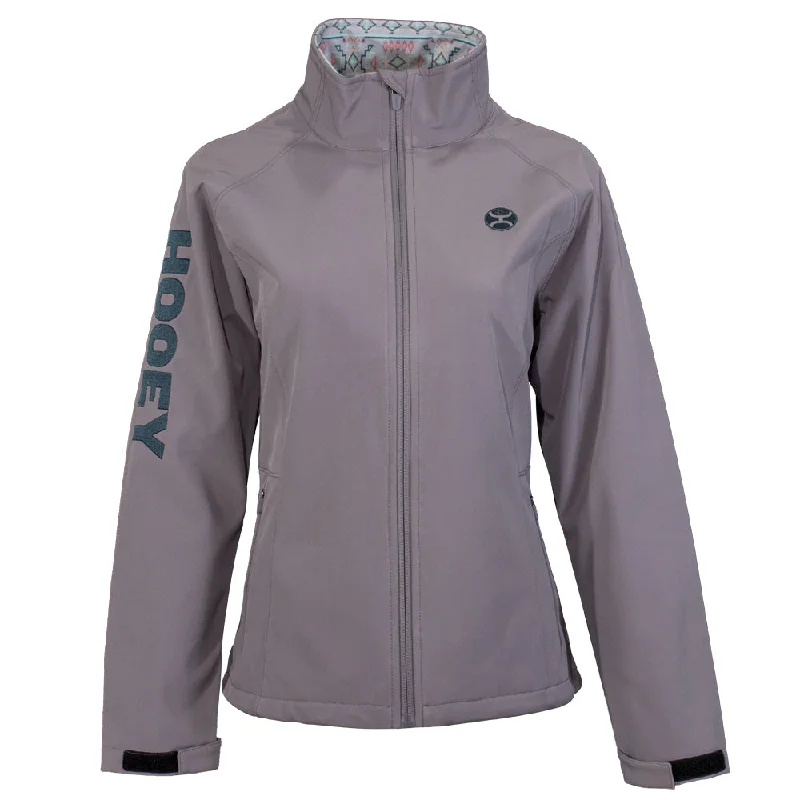 ""Ladies Softshell Jacket"" Grey w/Multi Color Pattern Lining