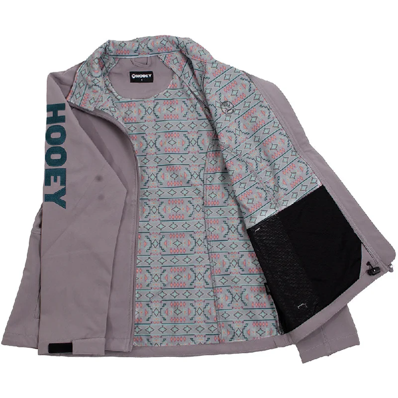 ""Ladies Softshell Jacket"" Grey w/Multi Color Pattern Lining