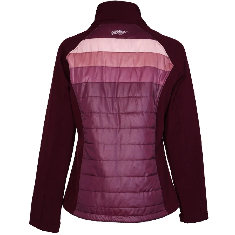 ""Ladies SoftShell Jacket"" Maroon w/Pink/White Stripes