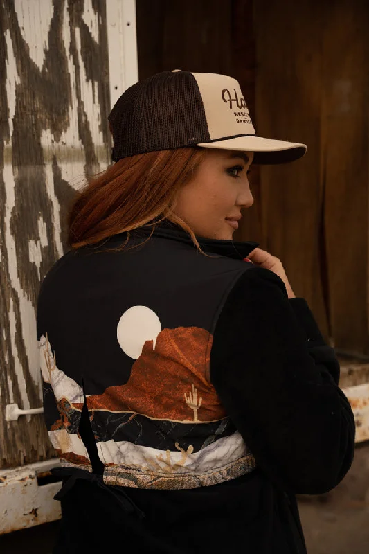 ""Ladies Tech Fleece Jacket"" Black w/Landscape Pattern