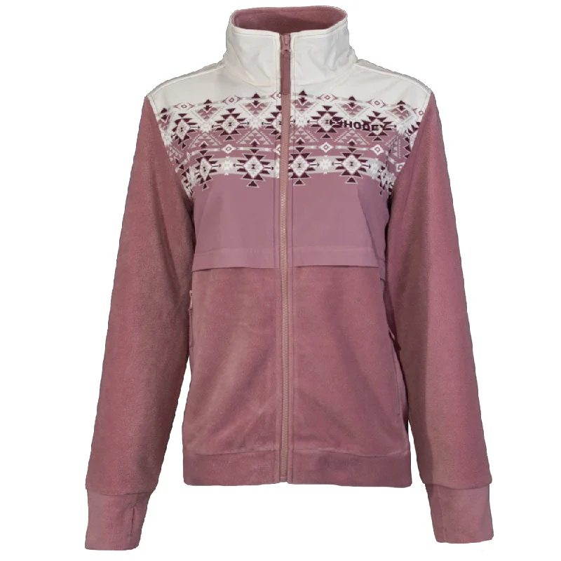 ""Ladies Tech Fleece Jacket"" Pink w/White Aztec