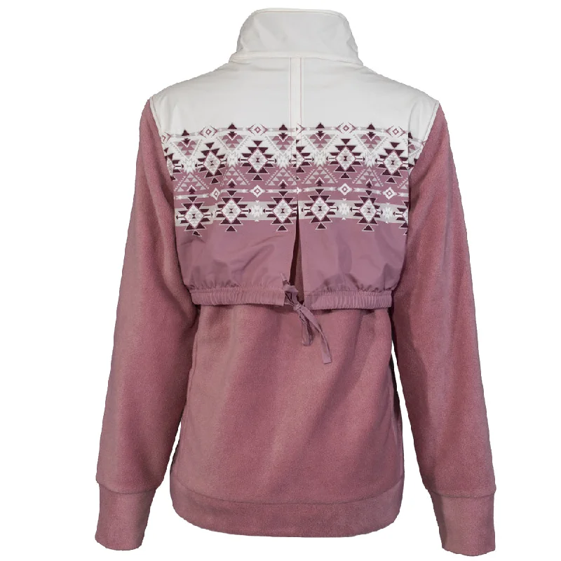 ""Ladies Tech Fleece Jacket"" Pink w/White Aztec