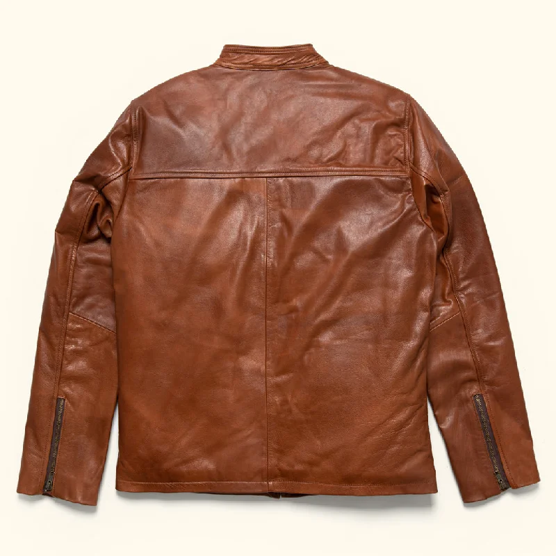 Thompson Leather Moto Jacket | Whiskey Brown