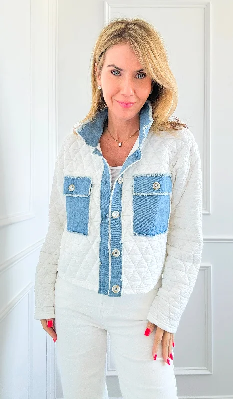 Denim & Quilted Long Sleeve Jacket