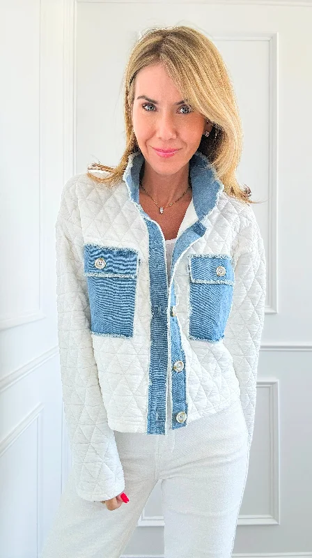 Denim & Quilted Long Sleeve Jacket