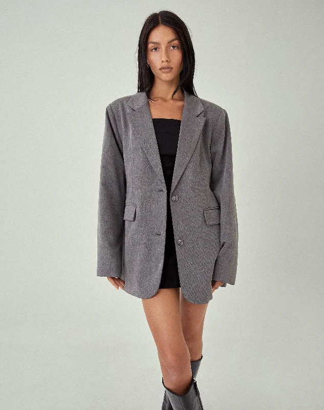 MOTEL X JACQUIE Maiwa Blazer in Tailoring Charcoal