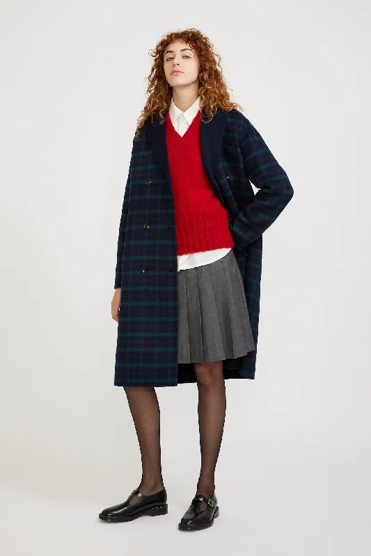 Manine Tartan Coat Navy