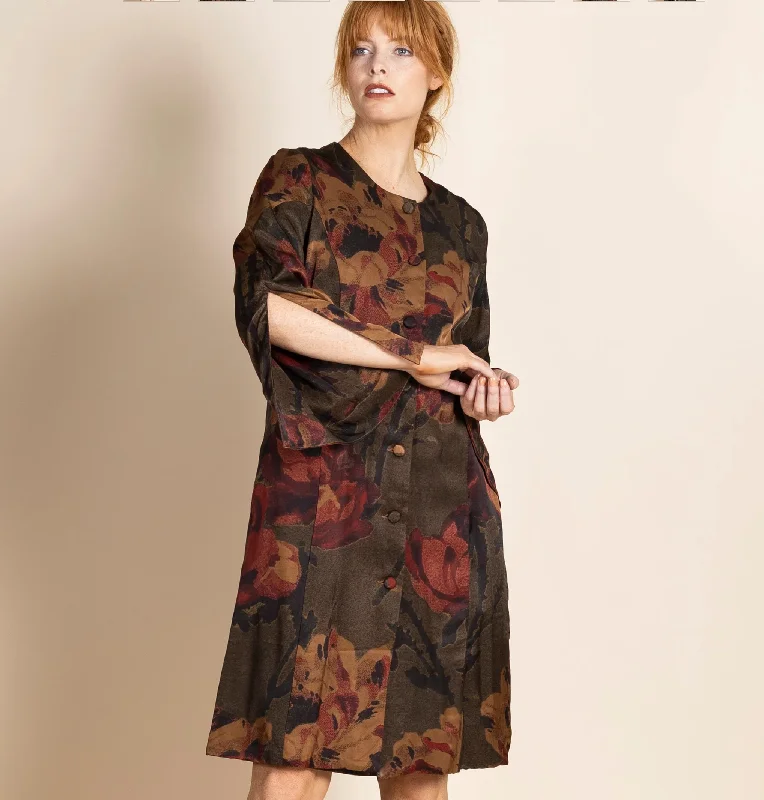 Megan Salmon Damask Roses Cape Noble Coat