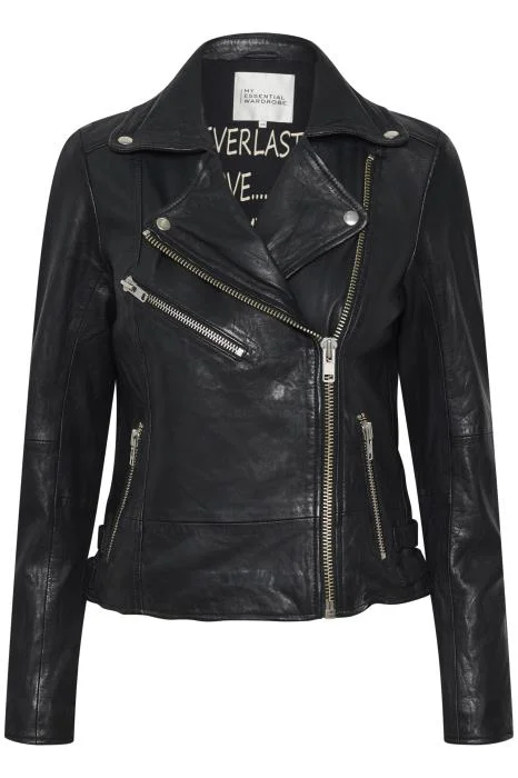 My Essential Wardrobe Black Leather Biker Jacket