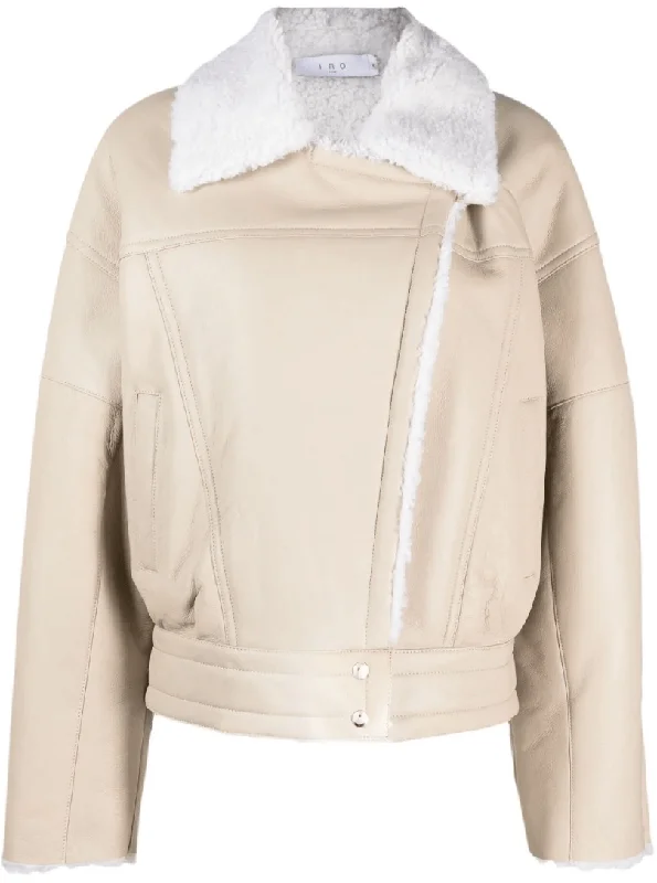 Octavi shearling-collar biker jacket