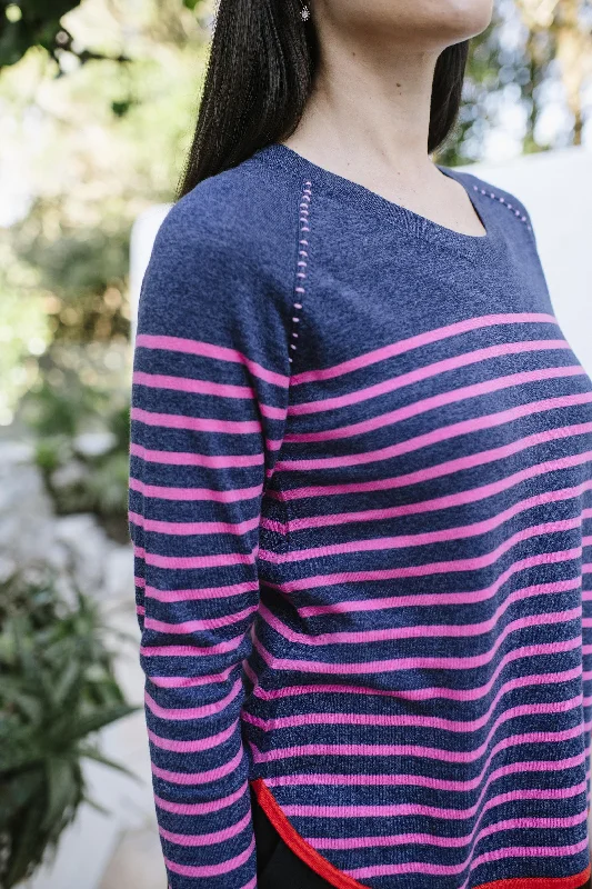 Xsmall / Navy Pink Stripe