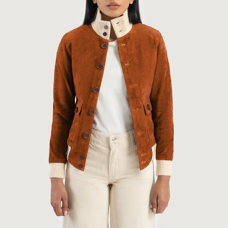 Sasha A1 Brown Suede Bomber Jacket