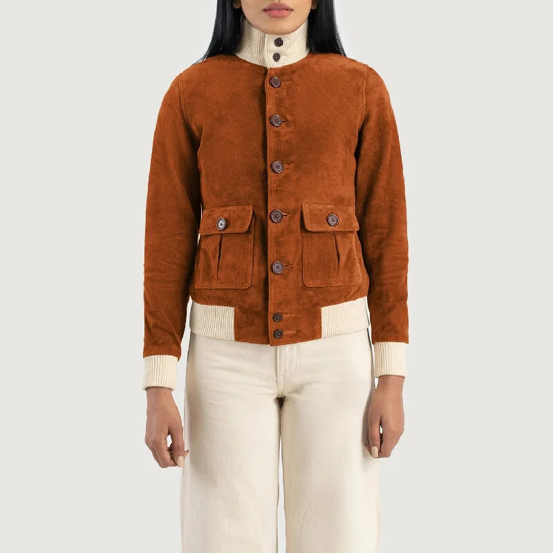 Sasha A1 Brown Suede Bomber Jacket