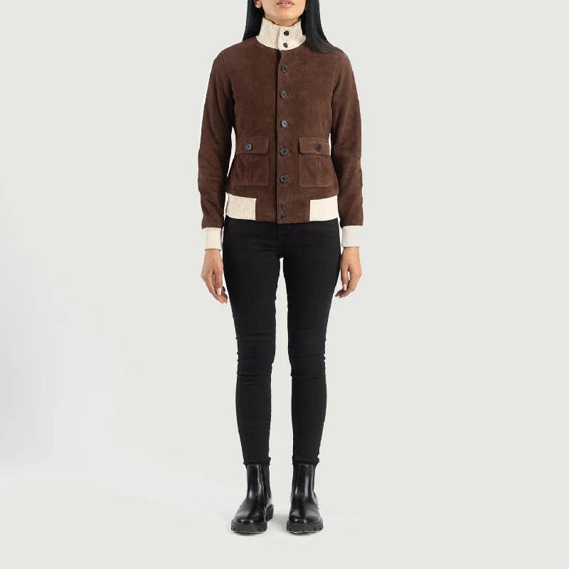 Sasha A1 Mocha Suede Bomber Jacket