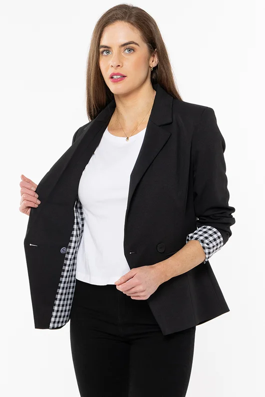 SEEKING LOLA GEORGIE BLAZER -BLACK/WHTE CHECK