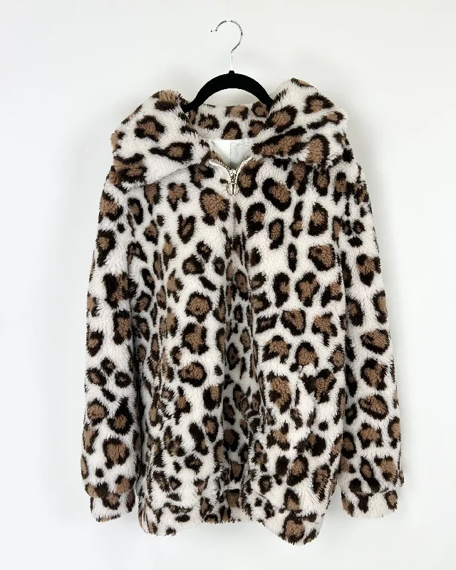 Animal Print Half Zip Jacket - Small