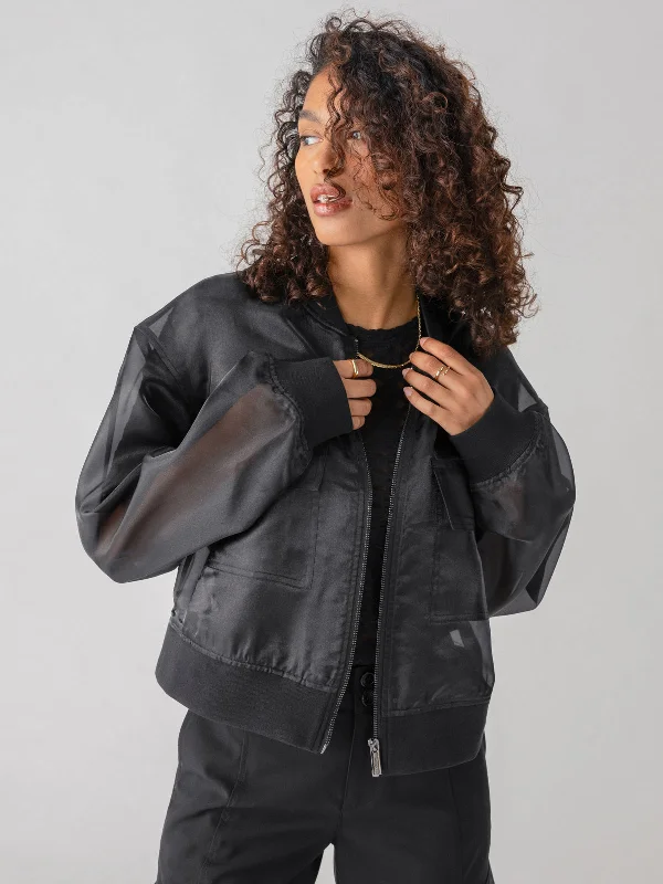 Skyline Organza Bomber Jacket Black