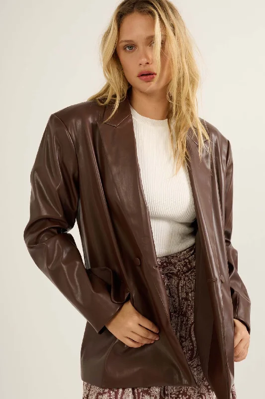 Smooth Talker Oversized Vegan Leather Blazer