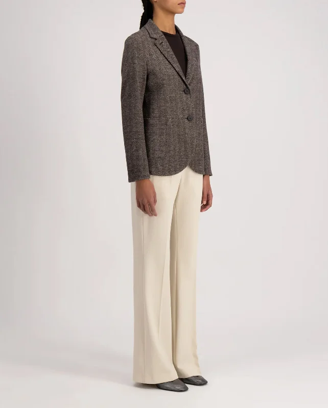 STAND UP COLLAR MOLESKIN BLAZER / BEIGE HERRINGBONE