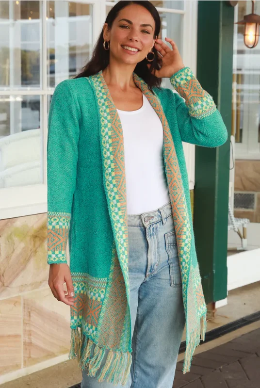 SW1144 Aztec Aqua Green Cardigan