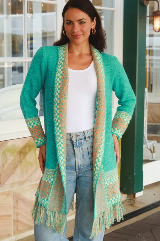 SW1144 Aztec Aqua Green Cardigan