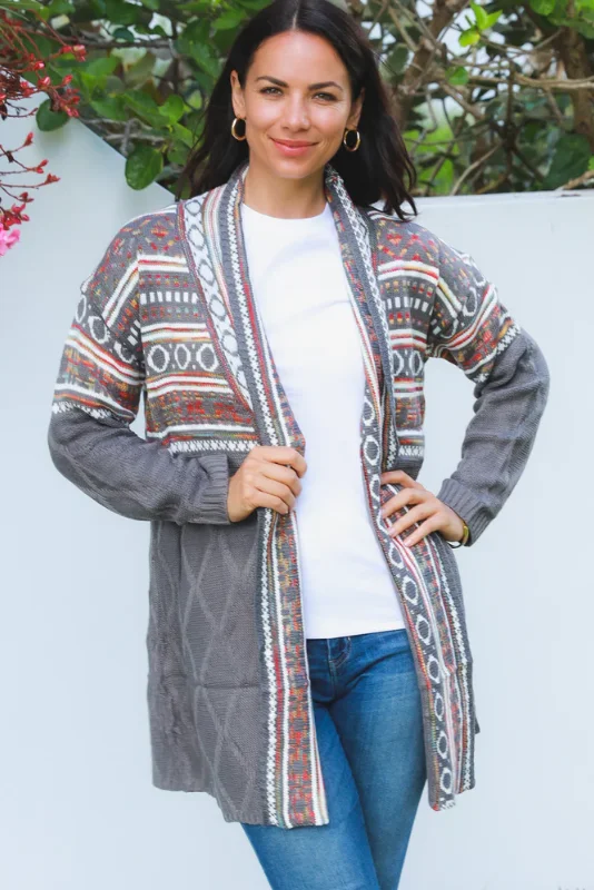 SW1133 Aztec Grey Cardigan