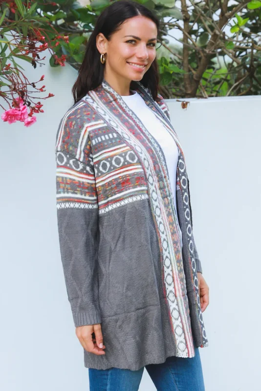 SW1133 Aztec Grey Cardigan