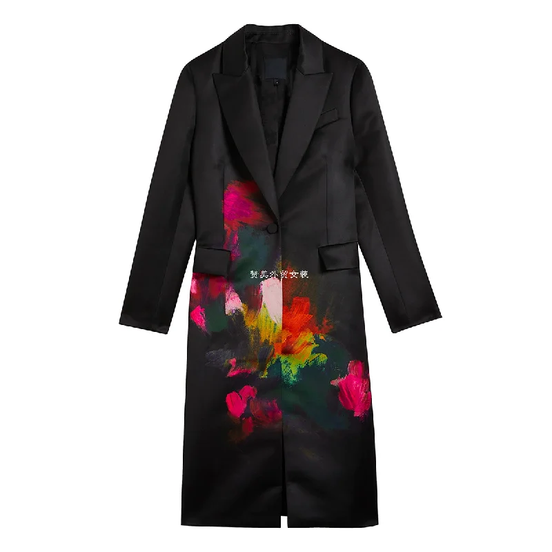 Ali's One Button Long Abstract Suit Coat