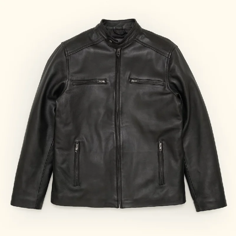 Thompson Leather Moto Jacket | Black