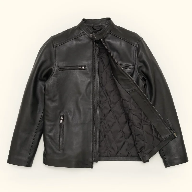 Thompson Leather Moto Jacket | Black