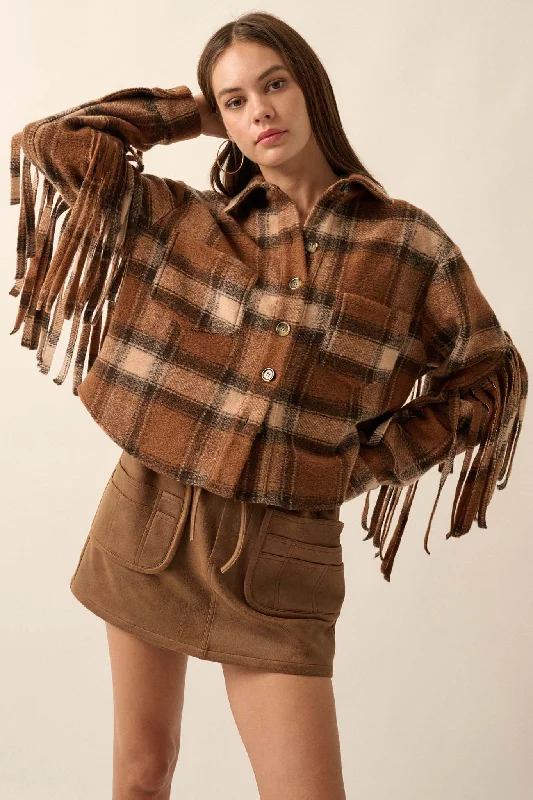 Up the Country Plaid Fringe Shacket